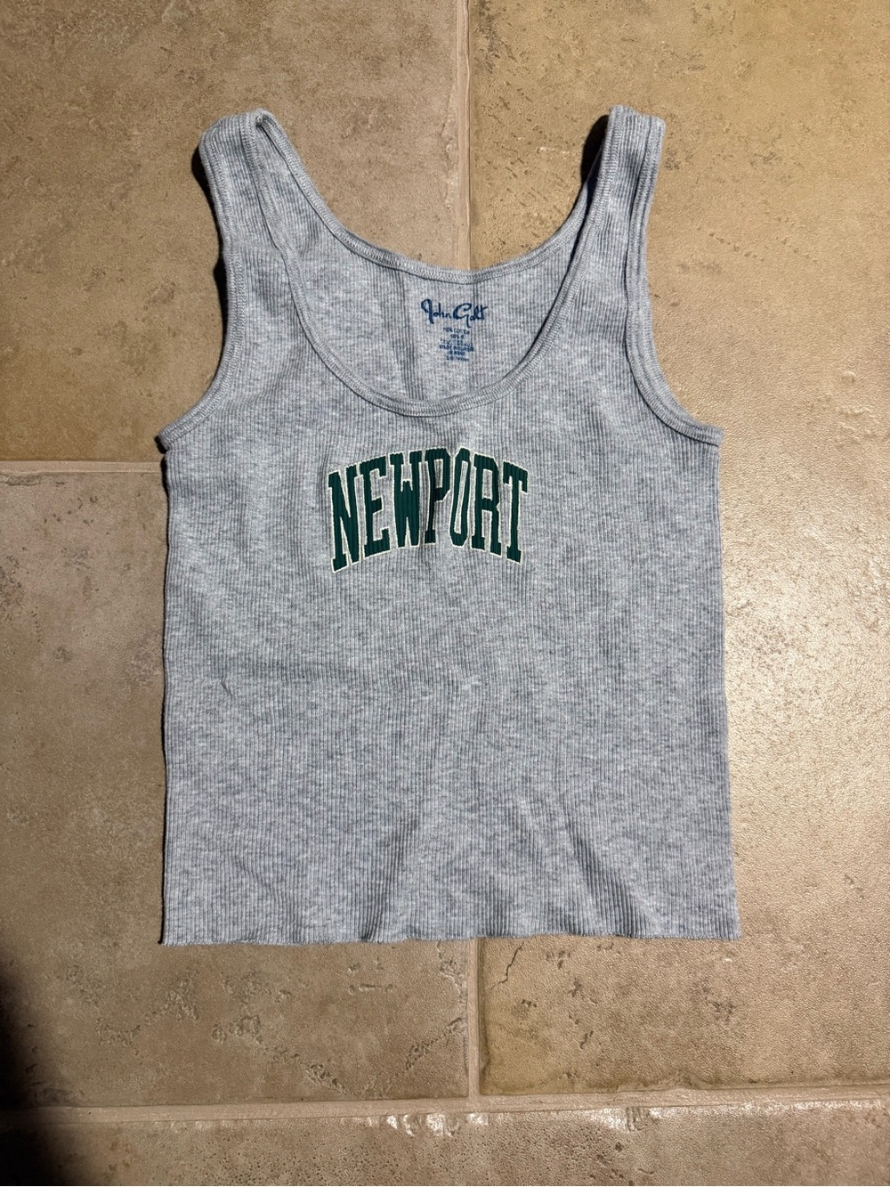 Brandy Melville Gray Tank Top with Green Newport Graphic